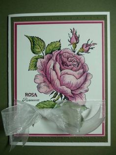 Handmade Sympathy Card Two Open Roses Hand stamped and alcohol markers