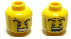 LEGO NEW YELLOW MINIFIGURE HEAD SMILE GRIN DUAL SIDED WITH SURPRISED LOOK BACK
