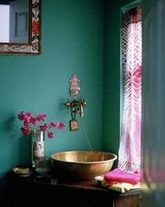 51 Best 2017 Pantone Color Of The Year In Your Home Images Colorful Bathroom With Green Blue Walls And Purple Accents