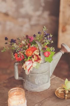 with decrotive watering pot An adorable little girl grape blue vintage gingham dress Free Shipping and a flower pot of daisy flowers.