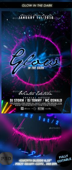 glow in the dark party flyer template party flyer club parties le mc event flyers