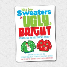 38 Best Invitations For An Ugly Christmas Sweater Party Images Ugly Sweater Party Invitation Tacky Holiday Christmas Printable Diy Digital File