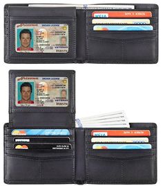 Slim Wallet For Men Bifold Wallet With ID Window RFID Blocking PU Leather DRIA