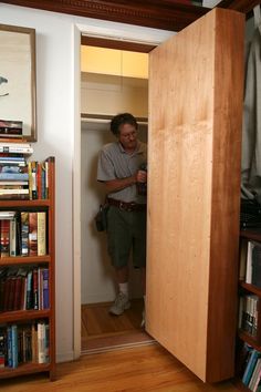 Track System For Sliding Bookcase Home Pinterest Tracking Hidden Room Bookcase Tutorial Where Has This Been All My Life