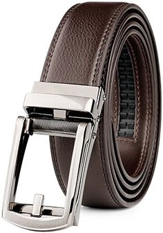 LVLUOYE Mens belt Real Leather Ratchet Automatic Buckles Dress Jeans 38Mm Wider