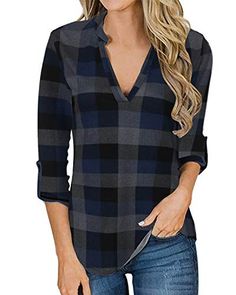 Xinantime Femmes Col v pull Ray/é Manches Longues pull chemisier Chemises sweat Top Blouse Veste chaude Pull Automne hiver Chemise Tops Femmes