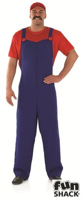 Women Ladies Super Plumber Bros 80s Video Game Fancy Dress Work Woman Costume