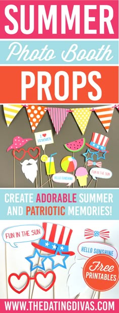 Summer and 4th of July Photo Booth Props that are FREE - the perfect idea for any neighborhood block party, birthday party or end of school celebration! www.TheDatingDivas.com