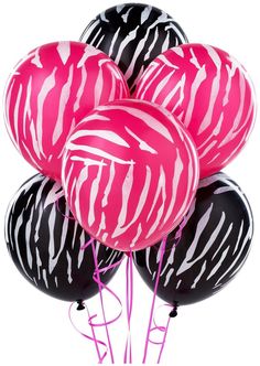 womens black pink zebra print latex balloons