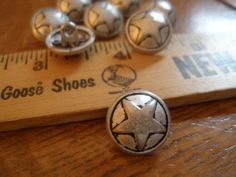 5 Small Round Dull Pewter Ceramic Buttons