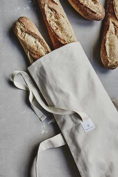 Kitchen Bag Baguette French Stick Loaf Cotton Rustic Mothers Gift// Red White