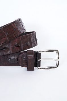 Ladies Genuine CROCODILE SKIN // HIDE HORNBACK BELT Victoria Beckham Brown