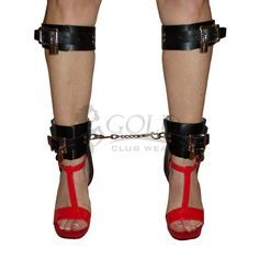 Punk Gothic Leather Ankle Belts Restraint Cuffs Fixed To High Heel Shoes Straps