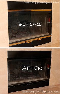 This inspired me to paint my 90s fireplace. It was a easy DIY project. Turned out awesome. - Modern Fireplace | huis | Pinterest | Easy diy projects Modern fi…