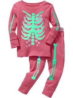 NWT Gymboree 2012 Halloween Pink Skeleton Glow in the Dark Womens Pajamas Adult