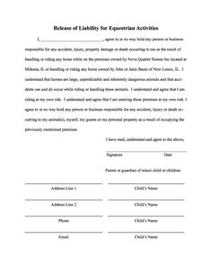 release of liability form template