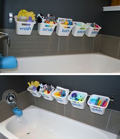 Duh After All Of The Frustration With Lame Suction Cup 25 Small Apartment Decorating Ideas On A Budget Bathtub Toy Storagebaby Storagekids Bathroom