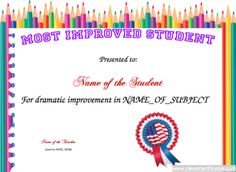 most improved student certificate