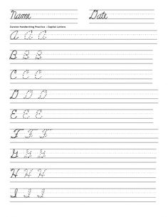cursive handwriting papers