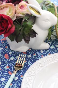Easter Lunch table setting with \ Easter Lunch table setting with \