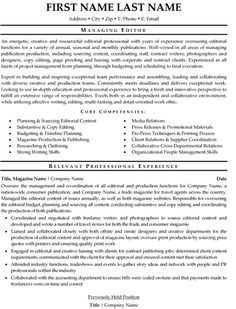 managing editor resume