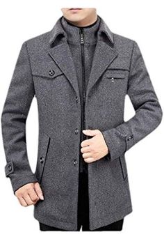 CRYYU Men Zip-Up Winter Quilted Stand Collar Outerwear Slim Fit Down Jacket Coat