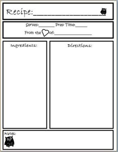 recipe blank template