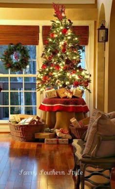 Make Your Christmas Tree Taller This Is Such A Great Idea To Fit In Christmas Tree And Toddler Small Decor Table