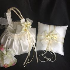 SimpleLife Romantic Bowknot Burlap Satin Wedding Ceremony Party Rose Flower Girl Basket