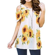 Toimothcn Womens Sunflower Letter Printed Short Sleeve O-Neck T-Shirt Blouse Top Toimothcn Womens Sunflower Letter Printed Short Sleeve O-Neck T-Shirt Blouse Top