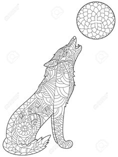55585878 Wolf Coloring Book For Adults Vector Illustration