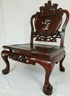 CHINESE ROSEWOOD MOTHER OF PEARL MOP INLAY OLD SMALL PANEL