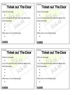 ticket out the door template