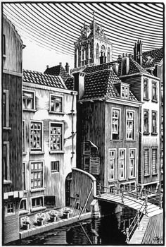 Vintage MC Escher Art Print Bookplate Book-Cut TOWER OF BABEL 7/" x 11/"