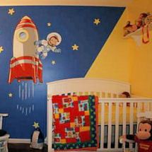 Curious George Room Package Wall Sticker Outlet Bathroom Navy Blue Red And Yellow Curious George Astronaut Outer E Nursery A Moon Stars Wall