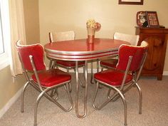Vintage 1950 S Kitchen Table Chairs Mania Pinterest Retro Kitchen Table And Chair Set Dinette Dining Vintage Chrome Formica