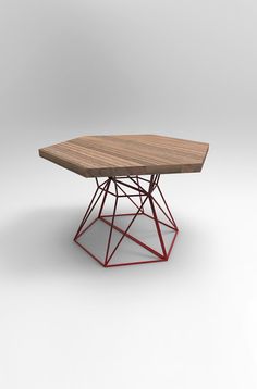 Modern Hexagon Dining Table With Extension Top In Walnut And Steel Modern Hexagon Dining Table With Extension Top In Walnut And Steel