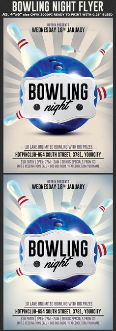 Bowling Event Poster, Flyer or Ad Bowling party, Retro posters - bowling flyer template Bowling Event Poster, Flyer or Ad Bowling party, Retro posters - bowling flyer template
