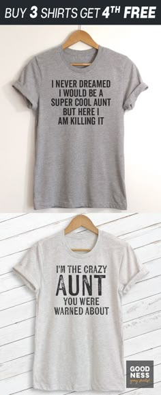 $19.95 · Buy now for $19.95. I Never Dreamed I Would Be A Super Cool Aunt / I'm The Crazy Aunt You Were Warned About by Goodness Gray Shirts. Shop the best in Aunt / Family t-shirts and apparel. Available as Unisex T-shirt (Crewneck, V-Neck, Long Sleeve) and Ladies Racerback Tank Top. All products are printed to order in the US and leave our facility in 1-3 business days. Funny Outfits, Cute Outfits, Trendy Outfits, Fashion Outfits, Funny Clothes, Mom Clothes, Girly Outfits, Petite Outfits, Beautiful Outfits