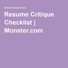 resume critique checklist