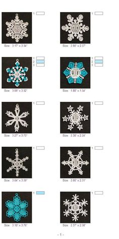 Snowflakes 1/" Turquoise Embroidered Iron On Applique Patches SET OF TEN - 10
