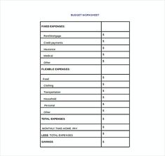 basic budget worksheet college student