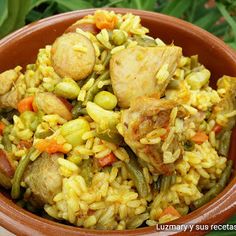 Luzmary Y Sus Recetas Caseras Arroz Amarillo Con Pollo Salchichas Y Menestra De Verduras Gm E Arroz Amarillo Arroz Menestra De Verduras