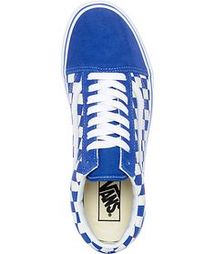 vans old skool blue & white checkered skate shoes vans old skool blue & white checkered skate shoes