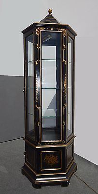 Vintage Asian Merchant Zen Cabinet Erfly Pulls Tiger Maple In Vintage Oriental Asian Chinoiserie Black Gold Display Case Curio Cabinet Italy