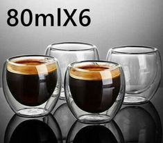 2pcs 80ml Double layer Glass Coffee Cup European style 2pcs 80ml Double layer Glass Coffee Cup European style
