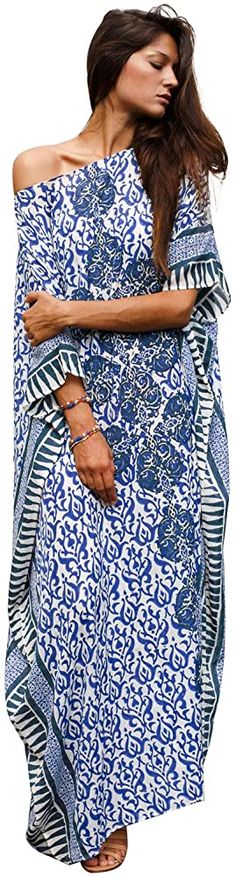 Summer Georgette Tunique Caftan Robe Imprimé Vacances Taille Unique 14 16 18 20 22 24 A