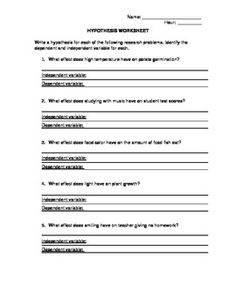 identifying variables worksheet answers scientific method form a hypothesis worksheet