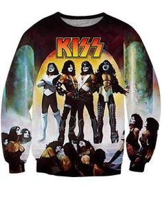 Kiss Rock Band Gene Simmons UGLY CHRISTMAS SWEATER PRINT Long Sleeve Poly Shirt