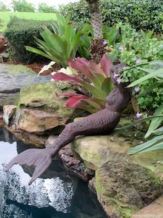 Concrete Mermaid Statue Outdoor Garden Decor Little Mermaid Down By The Pond Great Garden Feature